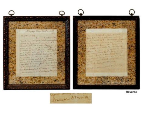 Vice-Admiral Lord Horatio Nelson , Ist Viscount Nelson ,1st Duke of Bronte , K.B.- rare handwritten double sided and historic