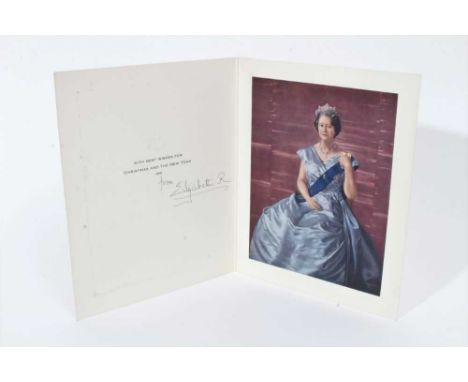 H.M. Queen Elizabeth The Queen Mother, signed 1968 Christmas card with portrait of Her Majesty - sent to William Tallon