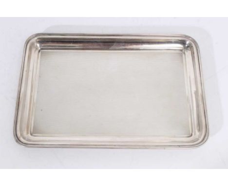 Fine quality 1960s silver tray of rectangular form, with engine turned decoration (Birmingham 1961) Henry Clifford Davis. All