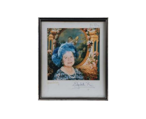 H.M. Queen Elizabeth The Queen Mother, signed colourful portrait photograph by Norman Parkinson, signed in ink 'Elizabeth R' 