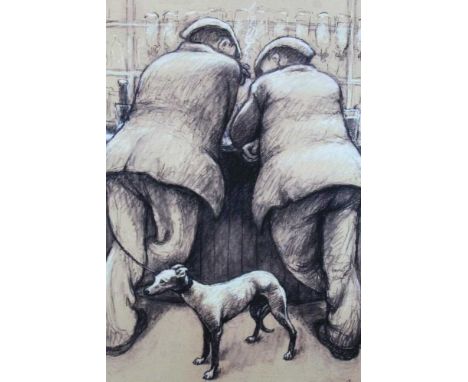 Norman Cornish (1919-2014) signed artist's proof screenprint - two figures at the bar, 17/50, 49cm x 41cm, in glazed frame 