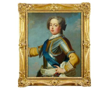 Attributed to John Baptiste Van Loo (1684-1785) oil on canvas, portrait of King Louis XV in armour, 76 x 65cm, good period gi