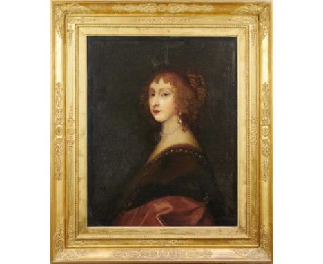 English School, late 18th century, oil on canvas - portrait of a lady in pearls, 75cm x 59cm, in good gilt frame