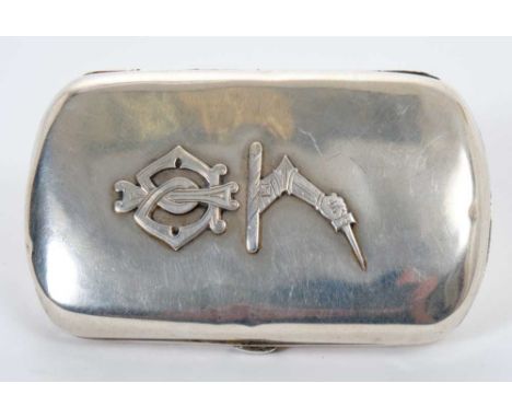 Rare Victorian Officers silver cheroot case with cast crowned badge of the 16th Bengal Cavalry and cast owners crest with IW 