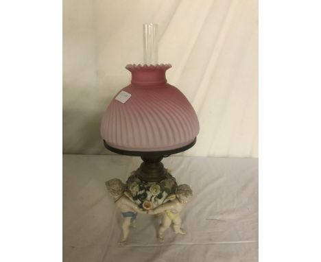 A 19th/20th century Meissen-style cherub lamp base