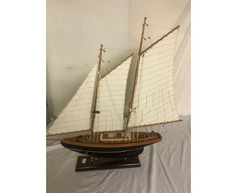 A model of a sailing boat on a stand