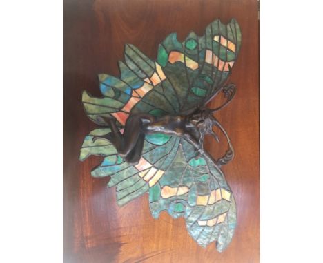 A Tiffany-style butterfly lady wall lamp