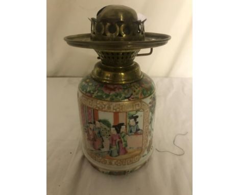 A 19th century famille verte oil lamp base