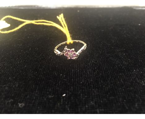 A 9ct amethyst and diamond ring