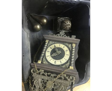 A wall hanging clock; together with a small lantern clock