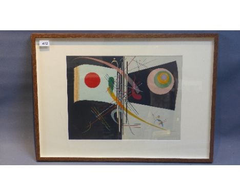After Wassily Kandinskiy, abstract composition, lithograph, published by Maeght 1969, 34cm x 59cm