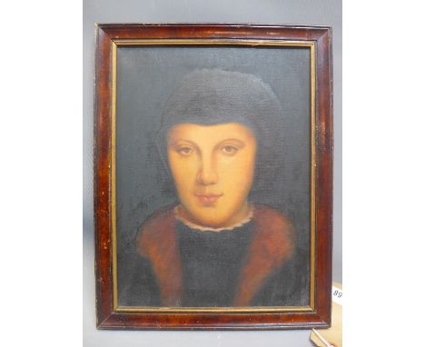 Early 20th century Continental school, Head and Shoulder Portrait of a Lady, oil on canvas, unsigned, 39 x 29cm