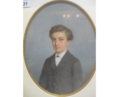 Early 20th century School, Portrait of a Young Boy, pastel, in giltwood frame, 29 x 21cm