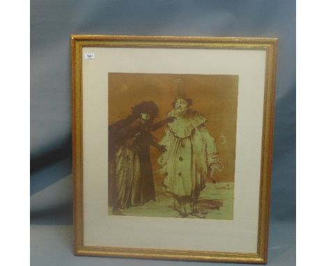 A 20th Century Continental school, 'The Clown' lithograph, signed in pencil lower right. 57cm X 50cm 
