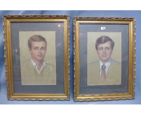 A pair of 20th Century pastel head and shoulder portrait signed H. Early and dated 1979, and set in giltwood frames, 47cm x 3