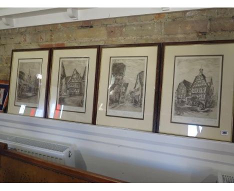 Four Hannel Nilschke architectural  etchings - frame size 52cm x 39cm 