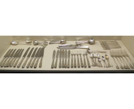 A good six setting silver set of flatware Sheffield 1934/35, O&amp;B Ltd Oliver &amp; Bowen Ltd to include two sets of knives
