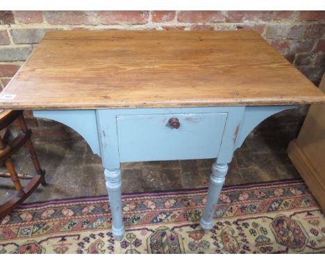 A painted side table with a pine top and pull down door - Width 90cm x Height 70cm 