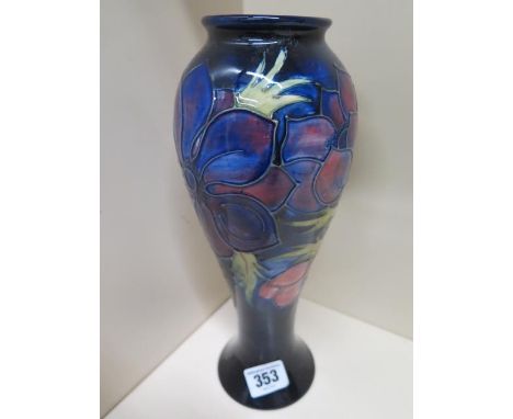 A Moorcroft blue ground Anemone vase - Height 27cm - in good condition 
