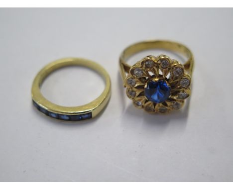 Two gilt metal rings both surface test to approx 18ct - ring sizes N/O - approx weight 13 grams 