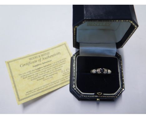 A 14ct yellow gold sapphire and diamond ring size P - approx weight 2.6 grams - in good condition 