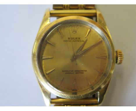 A 1959 Rolex Oyster Perpetual Superlative Chronometer gold capped gents wristwatch model 6634 case number 470632 with 34mm ca