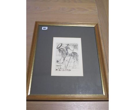 An engraving of Don Quixote the original by Salvador Dali with Templeton and Rawlings COA verso, frame size 46cm x 38cm - in 