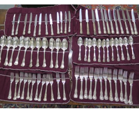 A matched 12 setting silver set of flatware - 12x 23cm table spoons, 12x 18cm spoons, 12x 21cm forks, 12x 17cm forks - all Lo