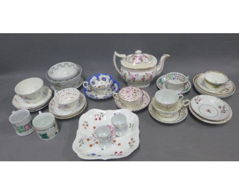 Quantity of English 18th and 19th century tableware's to include cups and saucer, teapot, etc (a lot) 