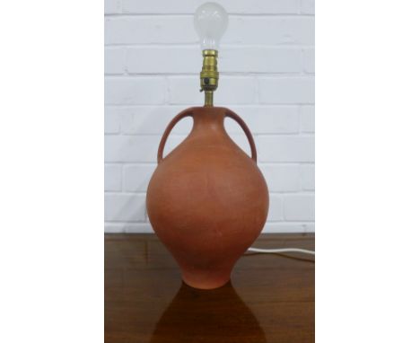 Terracotta Roman style table lamp base, 38cm 