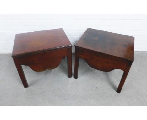 Two Georgian mahogany commode stools, one with a pottery liner, the other with fixed top 52 x 46 x 41cm (2)