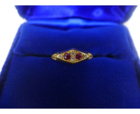 18ct gold, ruby and diamond ring, Birmingham 1912, UK ring size Q