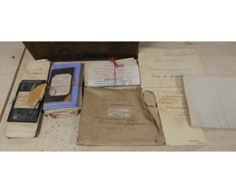 Documents &amp; Ephemera - Accrington &amp; Blackburn - Lancashire.&nbsp;&nbsp;Deed box of old legal documents, correspondenc