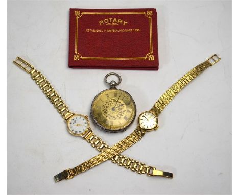 A lady's 9ct gold Rotary wristwatch with gatelink bracelet strap, 15.6 g gross with guarantee, to/w a lady's 9ct gold Tissot 