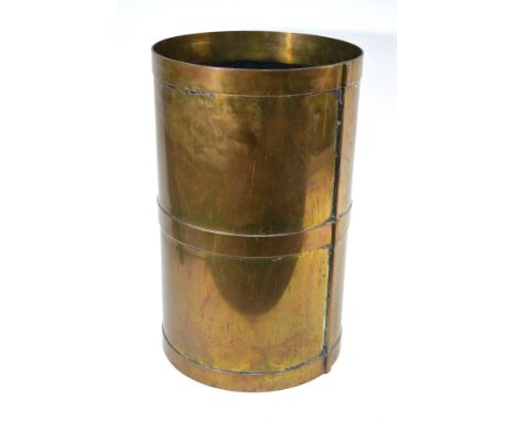 A heavy duty admiralty brass gun/shell case as a stick stand, 35 cm diam x 56 cm high