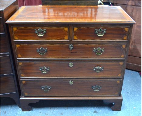 AMENDMENT 18TH CENTURY STYLE An 18th century cross-banded and chequer inlaid mahogany chest of two short over three long grad