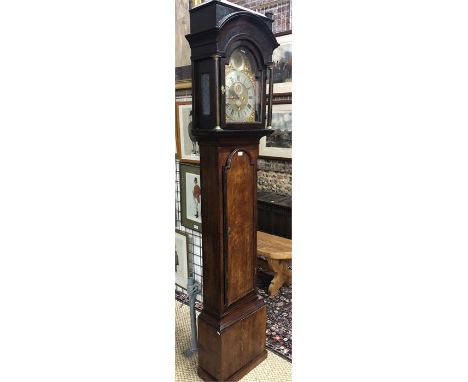 Jos Austin, London - an 18th century oak longcase clock, the eight-day five pillar movement with arched silvered dial, subsid