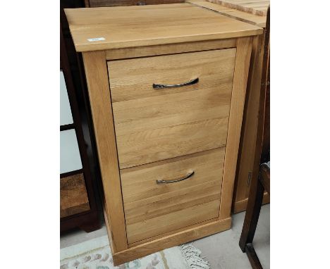 A modern light oak chest/filing cabinet of 2 drawers height 80cm x depth 55cm 