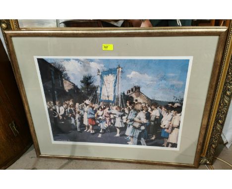 J. McCoombs&nbsp; Parade in Northern Village, artist signed print, framed and glazed 