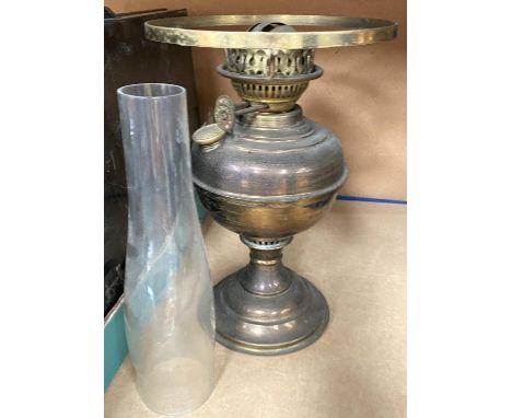 A brass oil lamp, Samovar brass and other brassware decorative, copper tea pot etc 