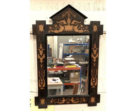 A 19th century rectangular wall mirror in ebonised marquetry architectural frameLot 110 33.5 x 23.5cm - mirror size 57 x 39cm