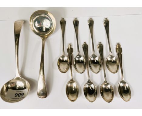 Silver spoons and ladle