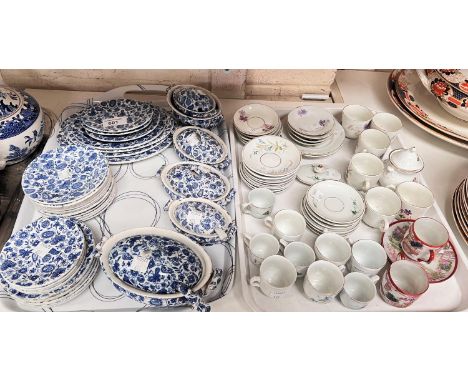 A Victorian blue and white children's dinner service and two similar children's tea sets 