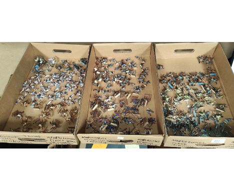 A large collection of painted plastic military table top miniatures, Napoleonic's, 1:72 20mm scale, including French Dragoons