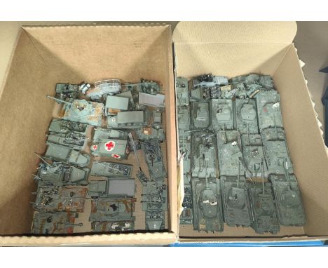 A good collection of painted plastic military table top miniatures, German tanks and vehicles World War II period, 1:72 20mm 