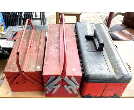 A large collection of tools in various tool boxes, a Stanley plane etc 