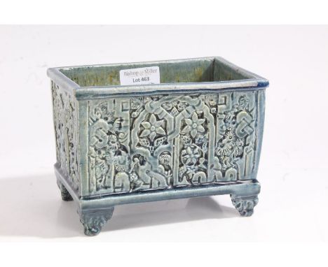 Attributed to Theodore Deck, pottery planter with flowers, 15.5cm wide, 11.5cm high