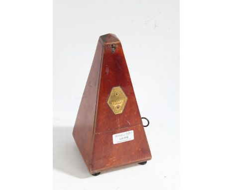 French Maelzel metronome, with mahogany case, 23cm tall