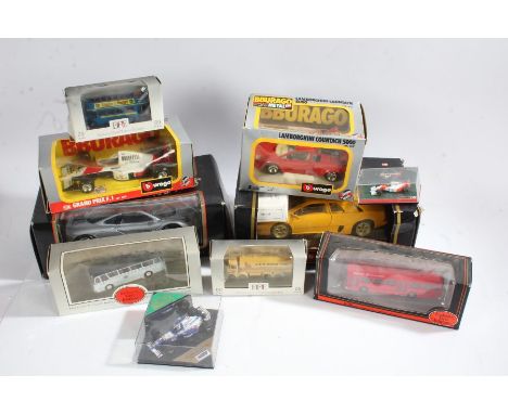 Collection of diecast models, to include Burago Ferrari F40, Burago Lamborghini Diablo, Maisto McLaren F1, Burago Lamborghini