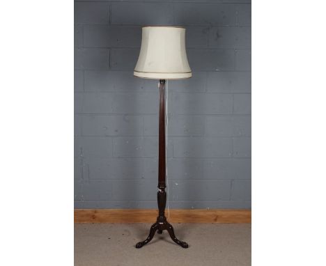 A mahogany standard lamp, in the Hepplewhite manner on cabriole legs